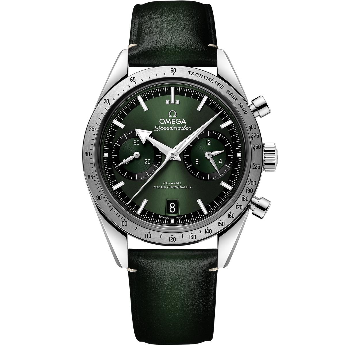 OMEGA Speedmaster '57 332.12.41.51.10.001, 40.5 mm steel with green dial – front view