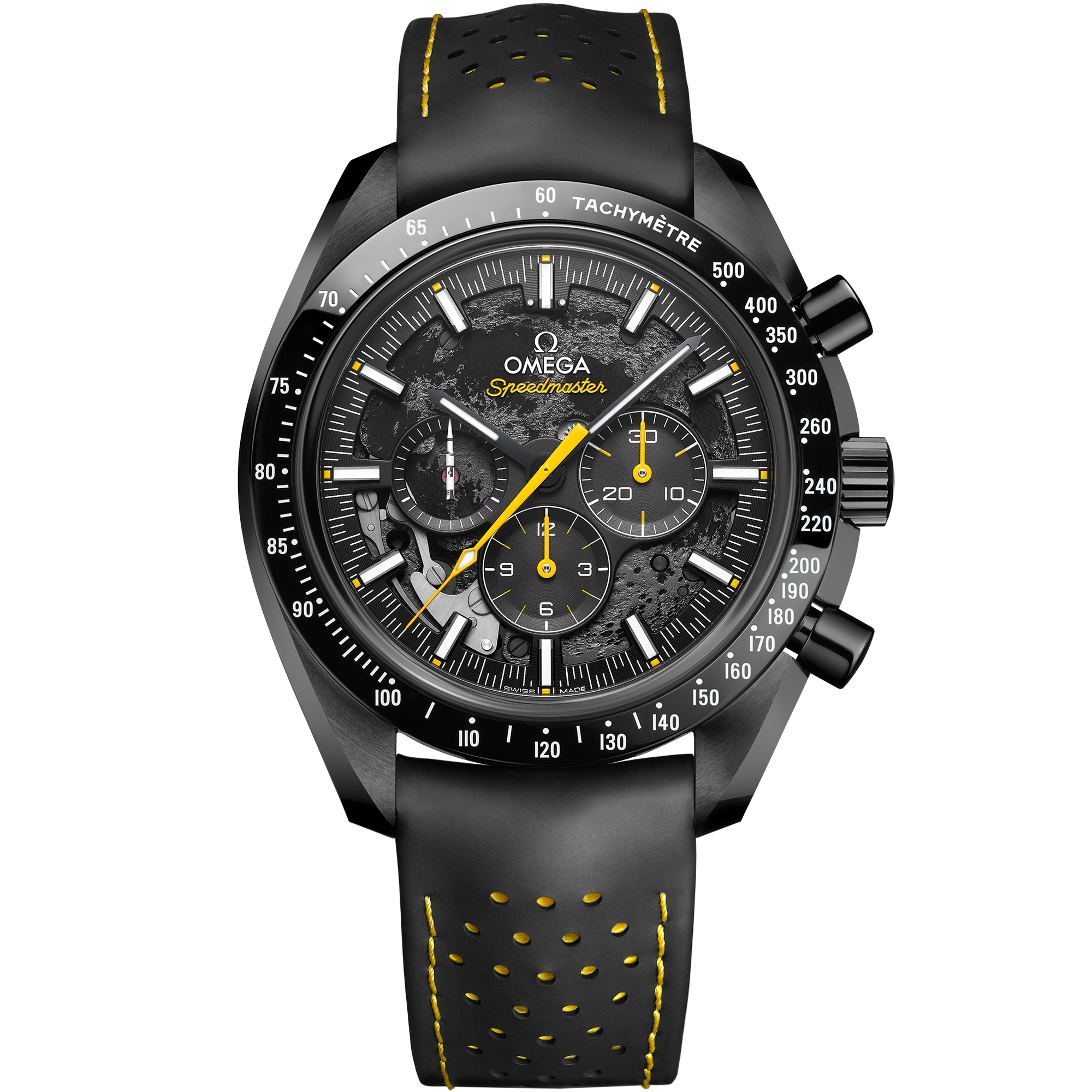 Omega Speedmaster Dark Side of the Moon Apollo 8 310.92.44.50.01.001 44.25 mm Black Ceramic Black Dial Rubber Strap Watch for Men