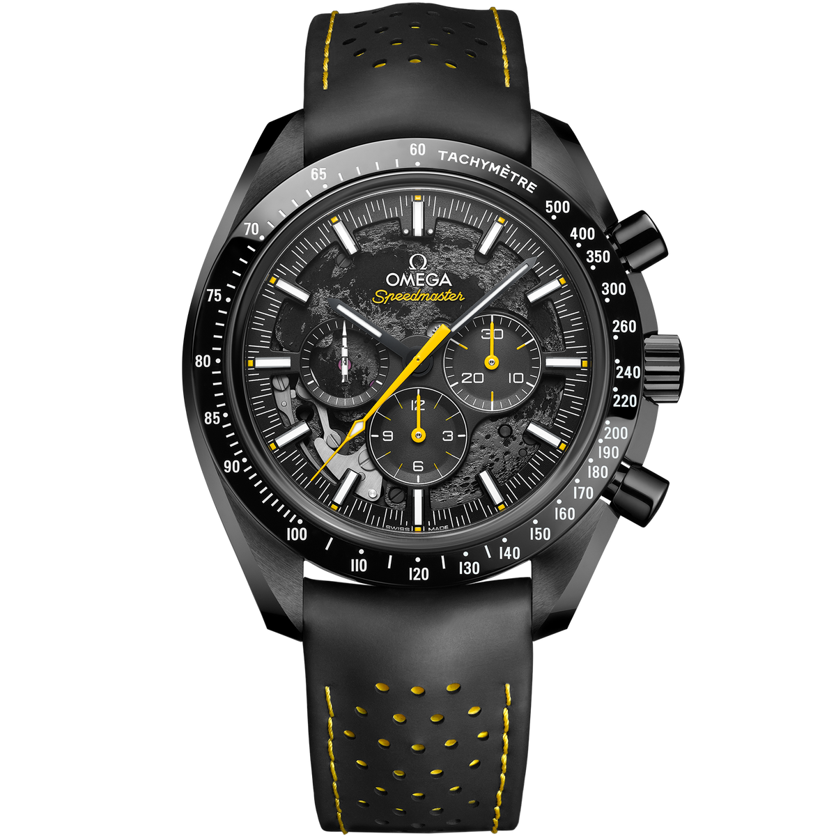OMEGA Speedmaster Dark Side of the Moon Apollo 8 310.92.44.50.01.001, 44.25 mm black ceramic with black dial – front view