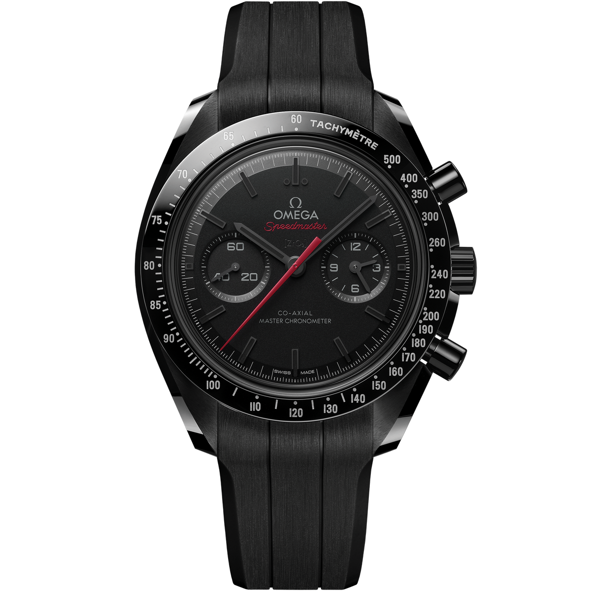 OMEGA Speedmaster Dark Side of the Moon 310.92.44.51.01.001, 44.25 mm black ceramic with black dial – front view