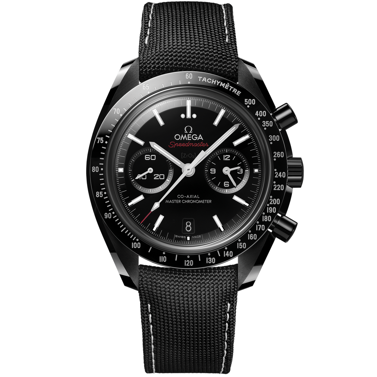 OMEGA Speedmaster Dark Side of the Moon 310.92.44.51.01.002, 44.25 mm black ceramic with black dial – front view