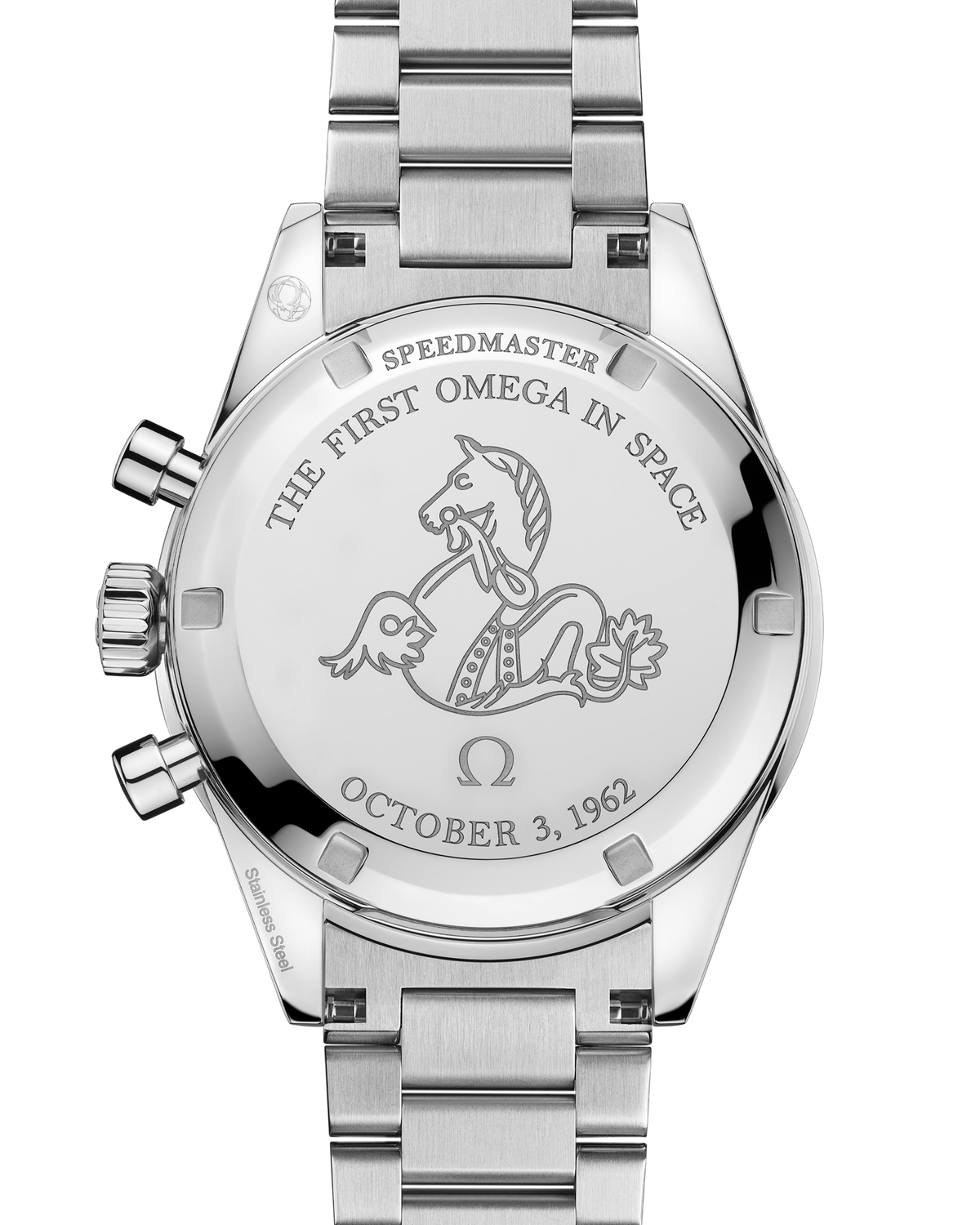 OMEGA Speedmaster First OMEGA in Space 310.30.40.50.06.001, 39.7 mm steel with blue-grey dial – official gallery image 2
