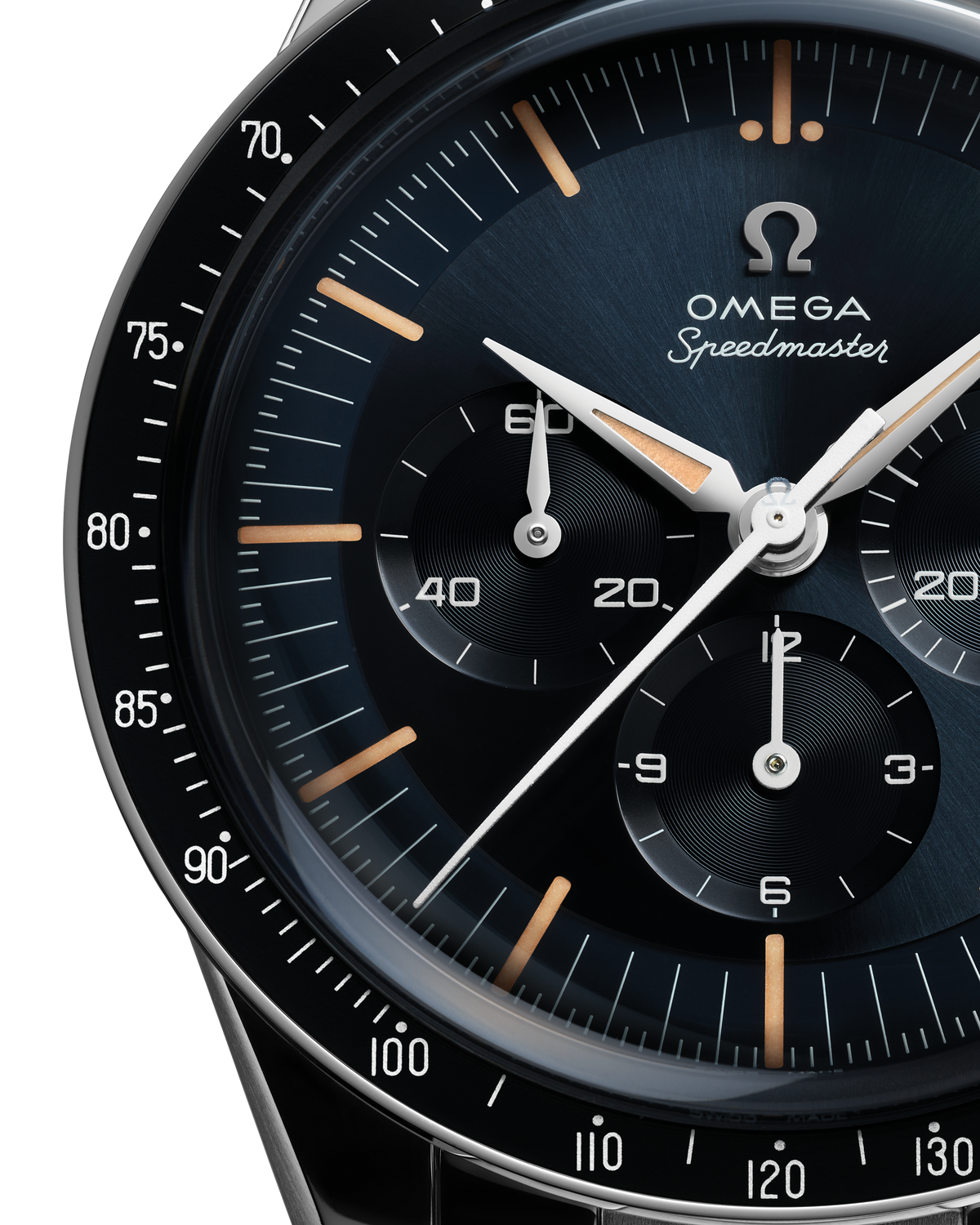 OMEGA Speedmaster First OMEGA in Space 310.30.40.50.06.001, 39.7 mm steel with blue-grey dial – official gallery image 3