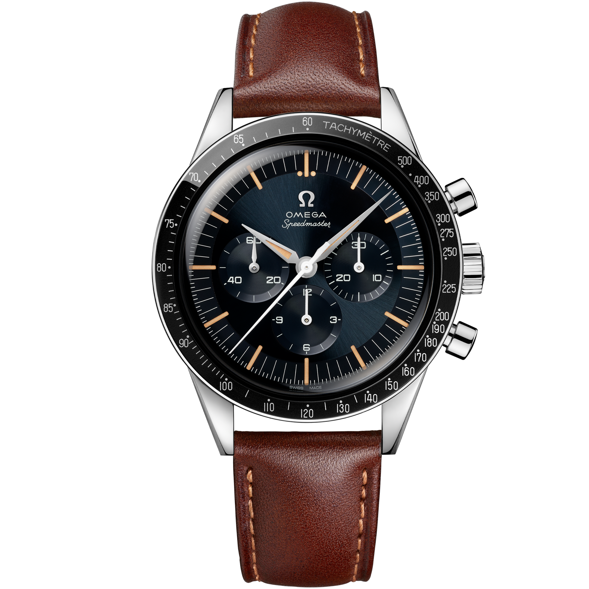 Omega Speedmaster First OMEGA in Space 310.32.40.50.06.002 39.7 mm Steel Blue-Grey Dial Brown Leather Strap Watch