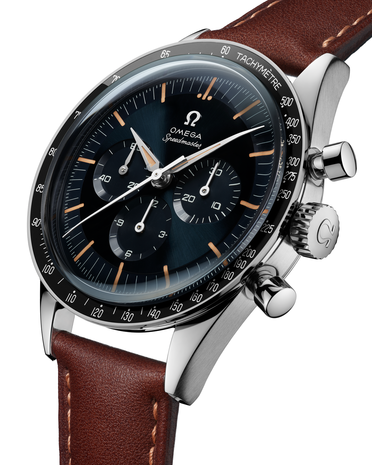 OMEGA Speedmaster First OMEGA in Space 310.32.40.50.06.002, 39.7 mm steel with blue-grey dial – official gallery image 4