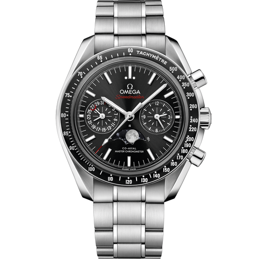 OMEGA Speedmaster Moonphase 304.30.44.52.01.001, 44.25 mm steel with black dial – front view