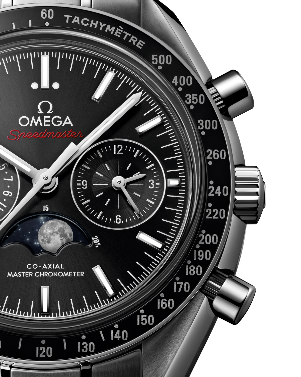 OMEGA Speedmaster Moonphase 304.30.44.52.01.001, 44.25 mm steel with black dial – official gallery image 2