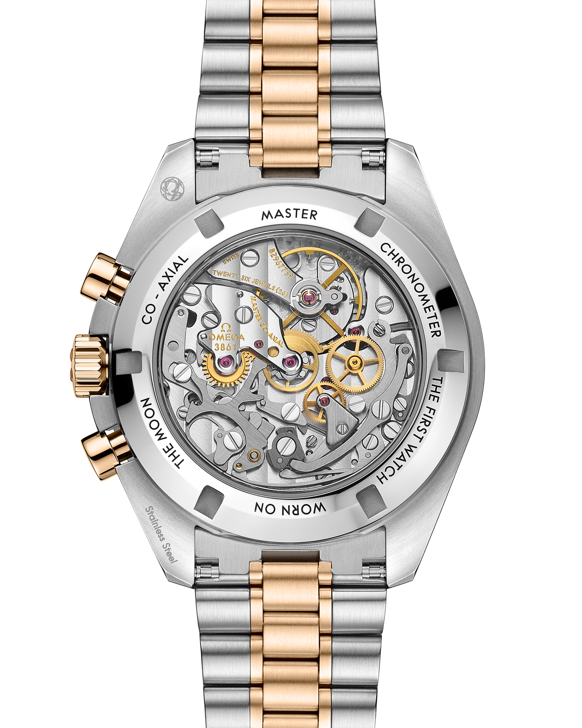 OMEGA Speedmaster Moonwatch Professional 310.20.42.50.02.001, 42 mm steel & moonshine™ gold with silver dial – official gallery image 2