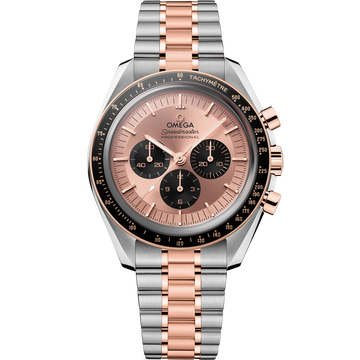OMEGA Speedmaster Moonwatch Professional 310.20.42.50.99.001, 42 mm steel & sedna™ gold with pink dial – front view