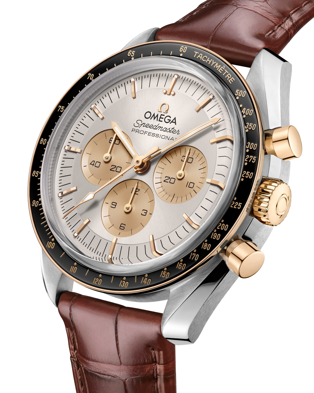 OMEGA Speedmaster Moonwatch Professional 310.23.42.50.02.001, 42 mm steel & moonshine™ gold with silver dial – official gallery image 3