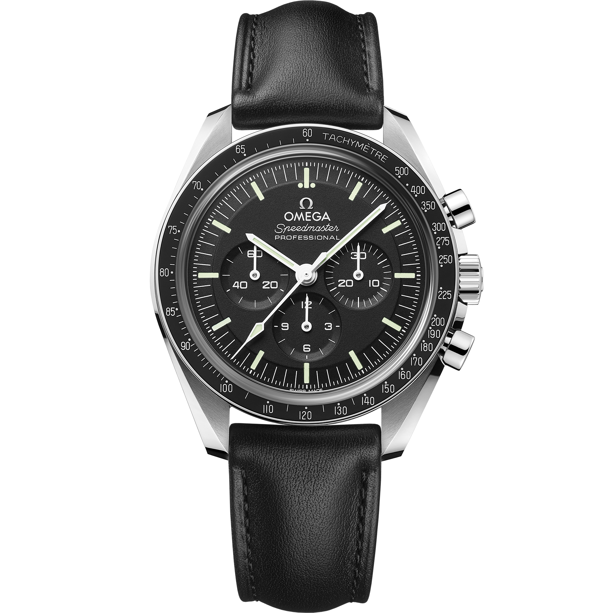 Omega Speedmaster Moonwatch Professional 310.32.42.50.01.002 42 mm Steel Black Dial Black Leather Strap Watch for Men