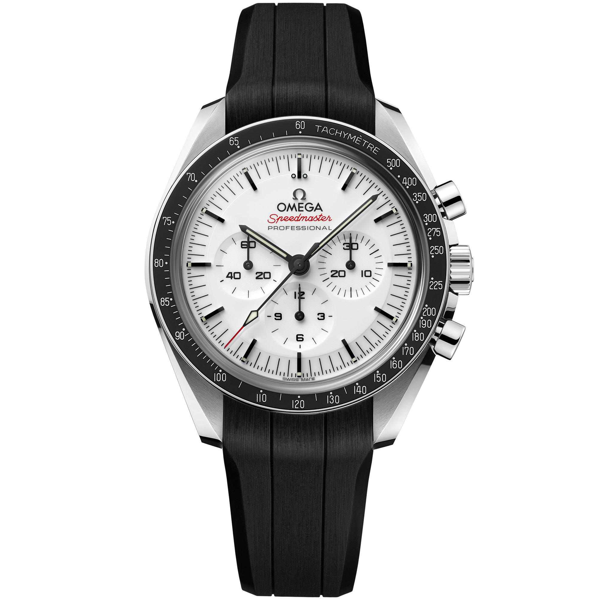 Omega Speedmaster Moonwatch Professional 310.32.42.50.04.001 42 mm Steel White Dial Black Rubber Strap Watch for Men
