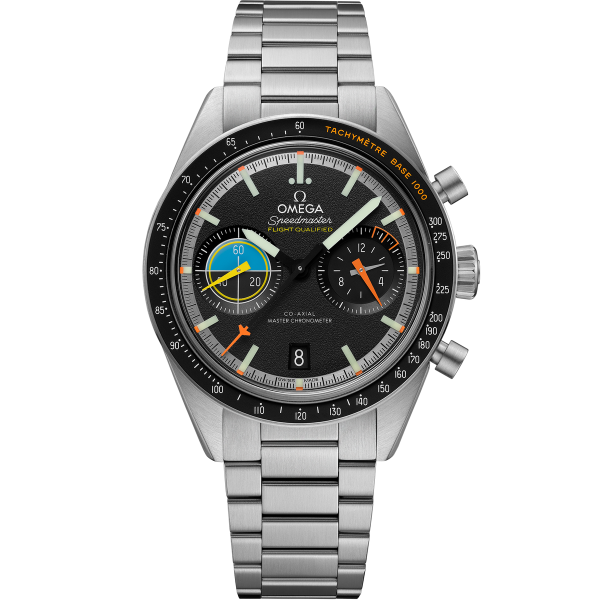 OMEGA Speedmaster Pilot 332.10.41.51.01.002, 40.85 mm steel with black dial – front view