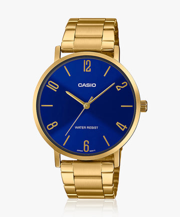 Casio Enticer Men Quartz Blue Dial Analog Stainless Steel Watch A1818