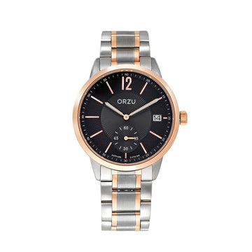 ORZU Analog Off Set Black Dial Men's Watch