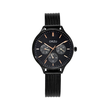 ORZU Multifunction Black Dial Women's Watch