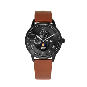 ORZU Multifunction Moon Phase Black Dial Men's Watch