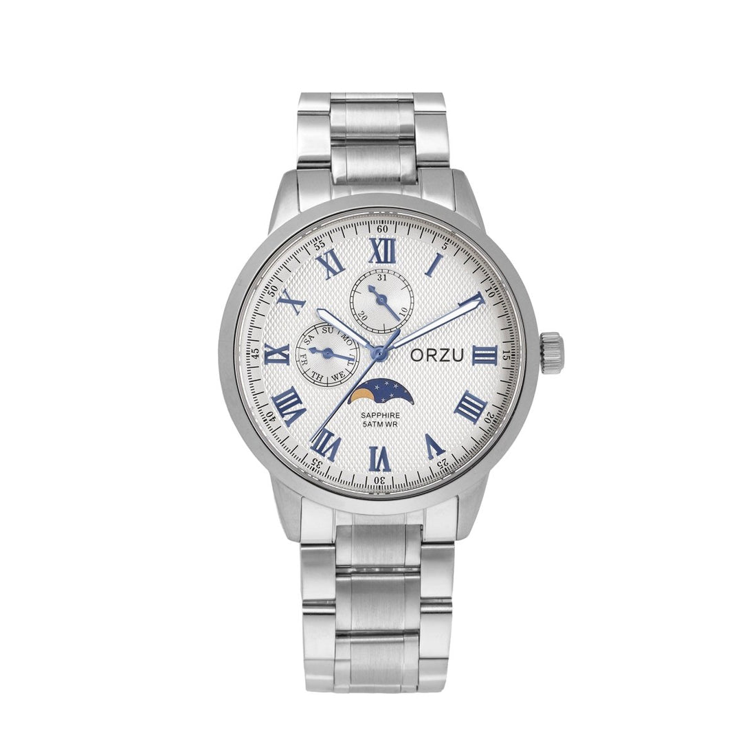 ORZU Multifunction Moon Phase White Dial Men's Watch