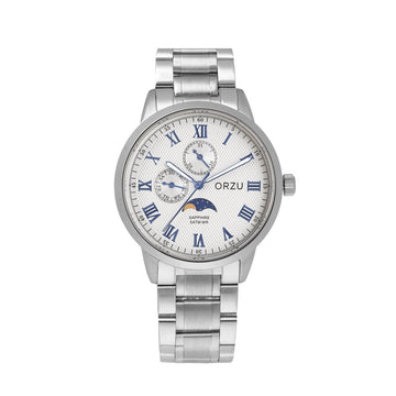 ORZU Multifunction Moon Phase White Dial Men's Watch