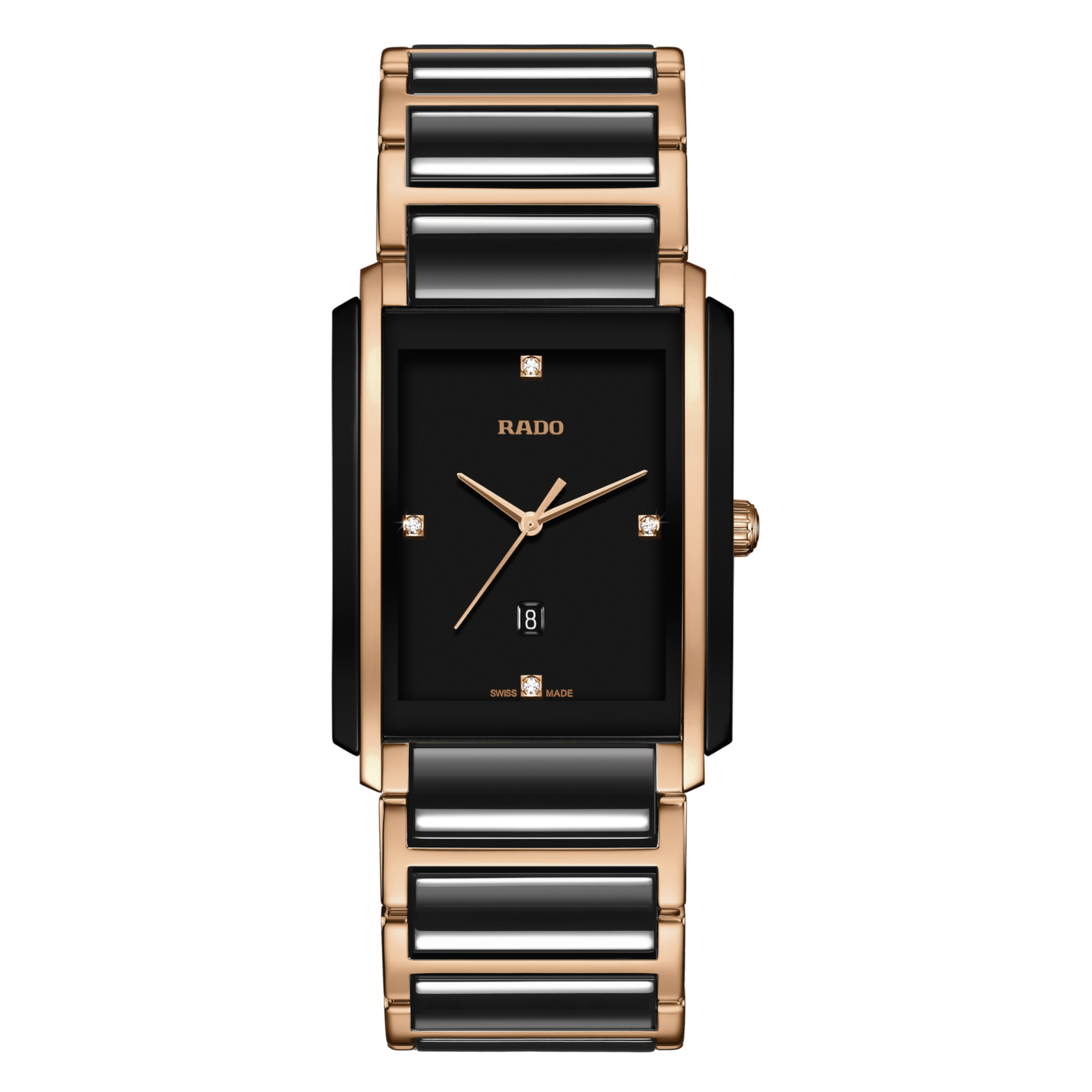 Rado Integral Black Dial Ceramic Diamond Men'S Watch