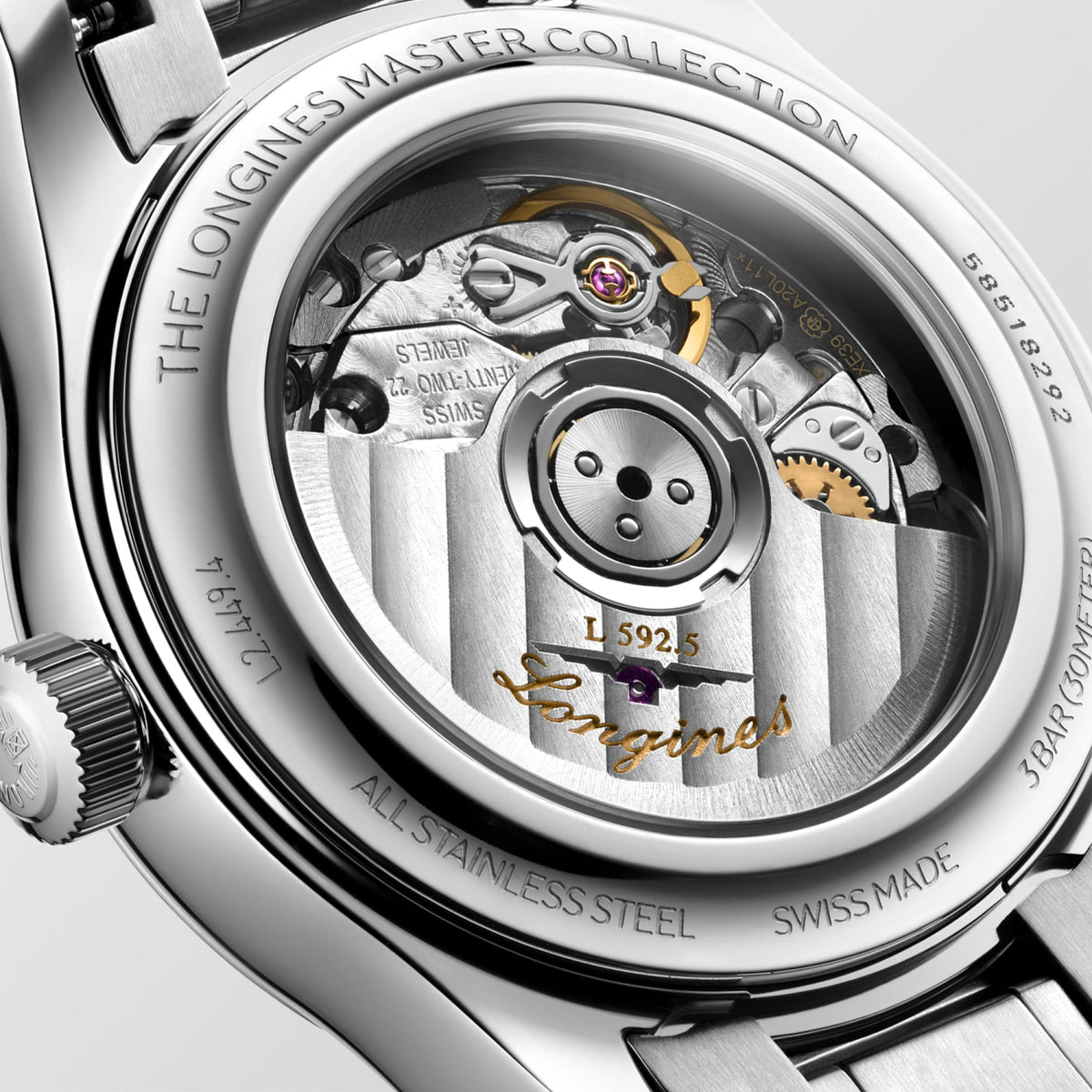Longines Master Collection 30mm L2.449.4.73.6 Watch for Women - case-back close-up