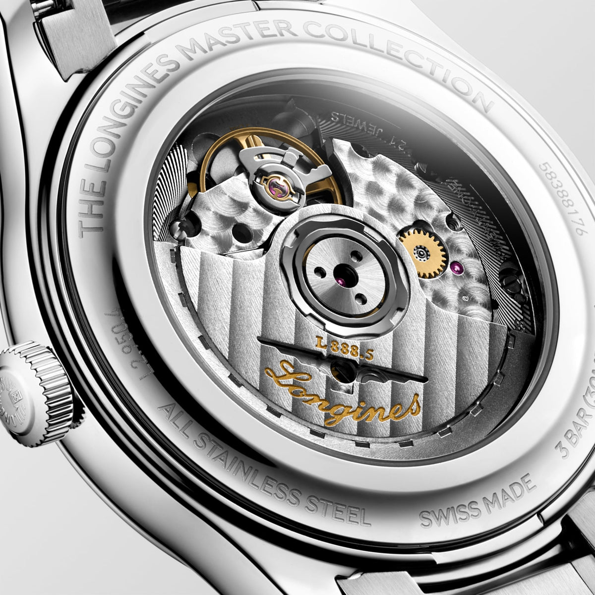 Longines Master Collection 41mm L2.950.4.73.6 Watch for Men - case-back close-up
