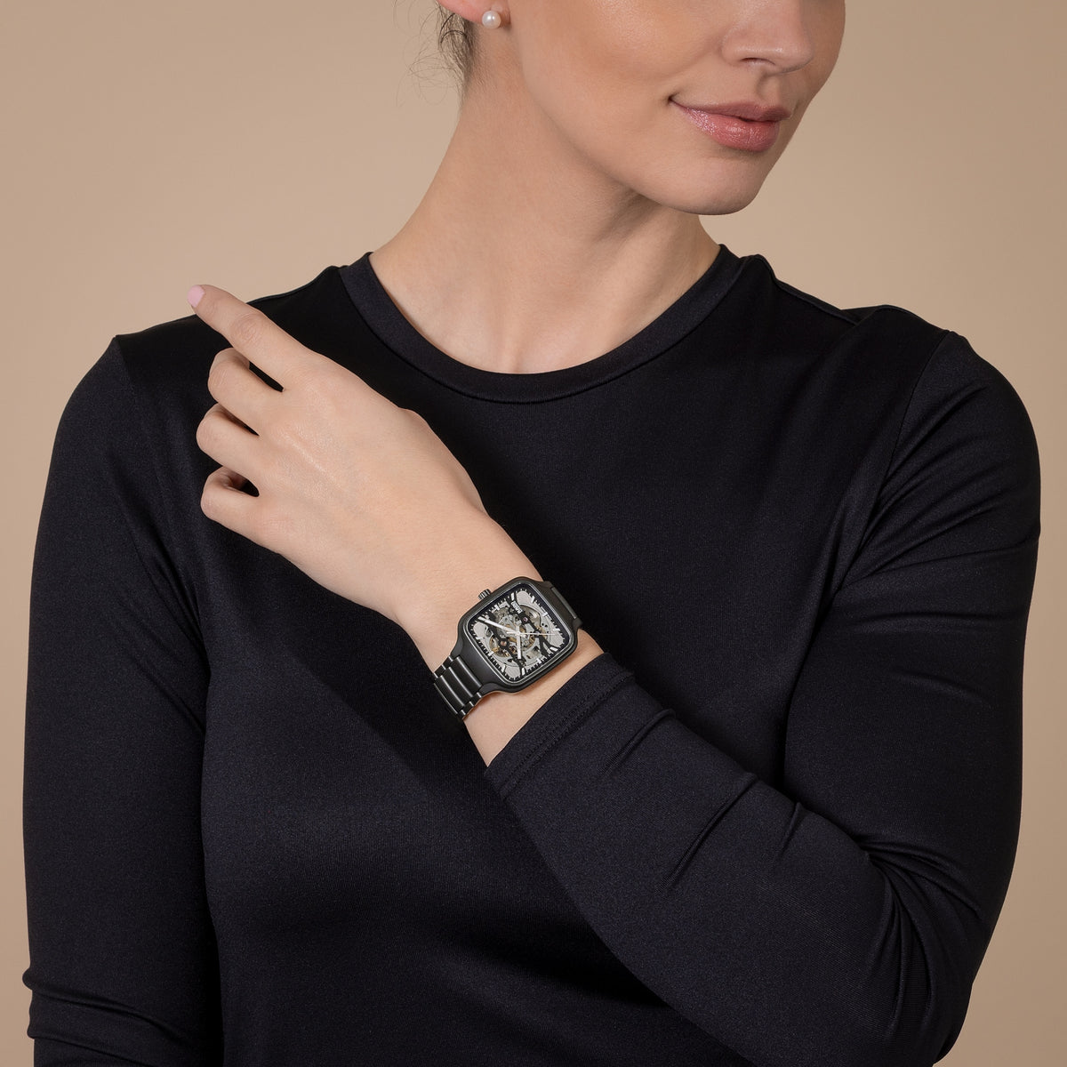 Rado True Square Automatic Skeleton R27197152 – shown on the wrist