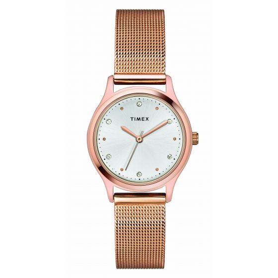 TIMEX CLASSICS WOMEN'S SILVER DIAL ROUND CASE 3 HANDS FUNCTION WATCH -TW0TL8709