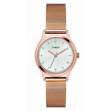 TIMEX CLASSICS WOMEN'S SILVER DIAL ROUND CASE 3 HANDS FUNCTION WATCH -TW0TL8709