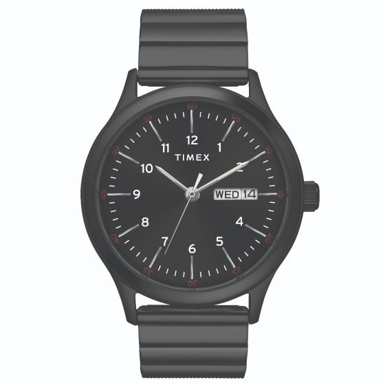 TIMEX FASHION MEN'S BLACK DIAL ROUND CASE DAY DATE FUNCTION WATCH -TWEG19705