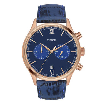 Timex Fashion Men's Blue Dial Round Case Dual Time Function Watch -TWEG19807