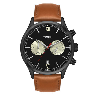 Timex Fashion Men's Black Dial Round Case Dual Time Function Watch -TWEG19808