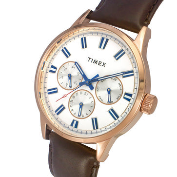 Timex Rene Timex Fashion Men's White Dial Round Case Multifunction Function Watch