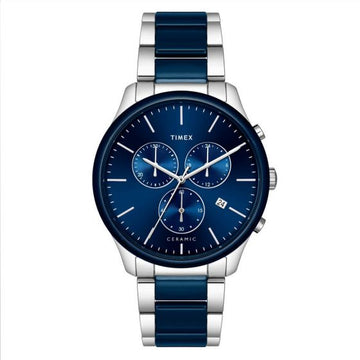 TIMEX FASHION MEN'S BLUE DIAL ROUND CASE CHRONOGRAPH FUNCTION WATCH -TWEG21701