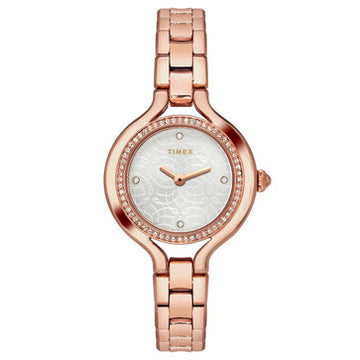Timex Fria Women's Silver Dial Round Case 2 Hands Function Watch -TWEL14002