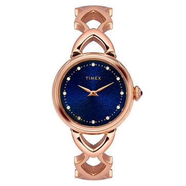Timex Fria Women's Blue Dial Round Case 2 Hands Function Watch -TWEL14203