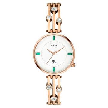 TIMEX FRIA WOMEN'S SILVER DIAL ROUND CASE 3 HANDS FUNCTION WATCH -TWEL16000