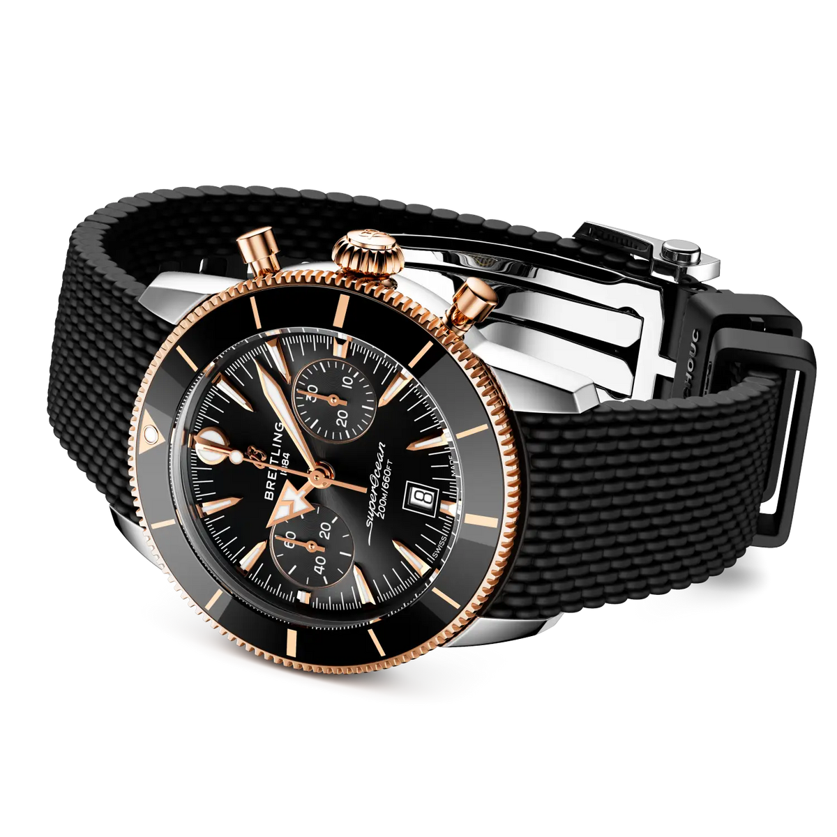 Breitling Superocean Heritage B01 Chronograph 42 UB0156H11B1S1 – side view with strap