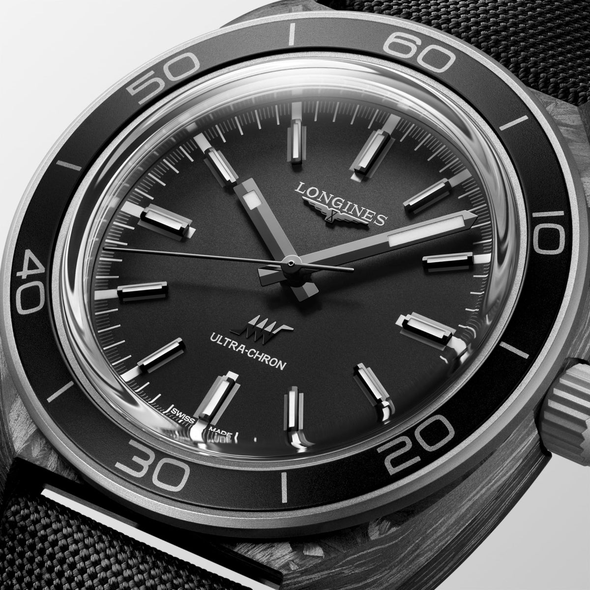 Longines Ultra-Chron Carbon 43mm L2.839.4.52.2 Watch for Men - dial close-up