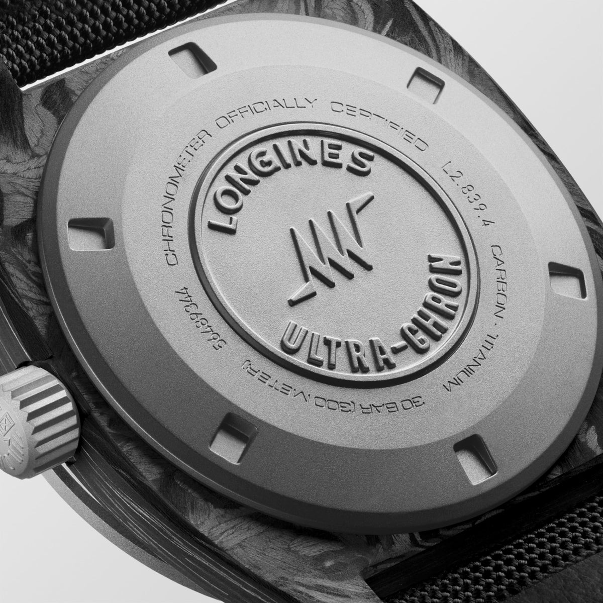 Longines Ultra-Chron Carbon 43mm L2.839.4.52.2 Watch for Men - case-back close-up