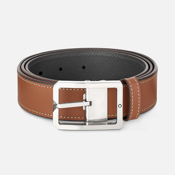 TAN/GREY 35 MM REVERSIBLE LEATHER BELT-MB131164