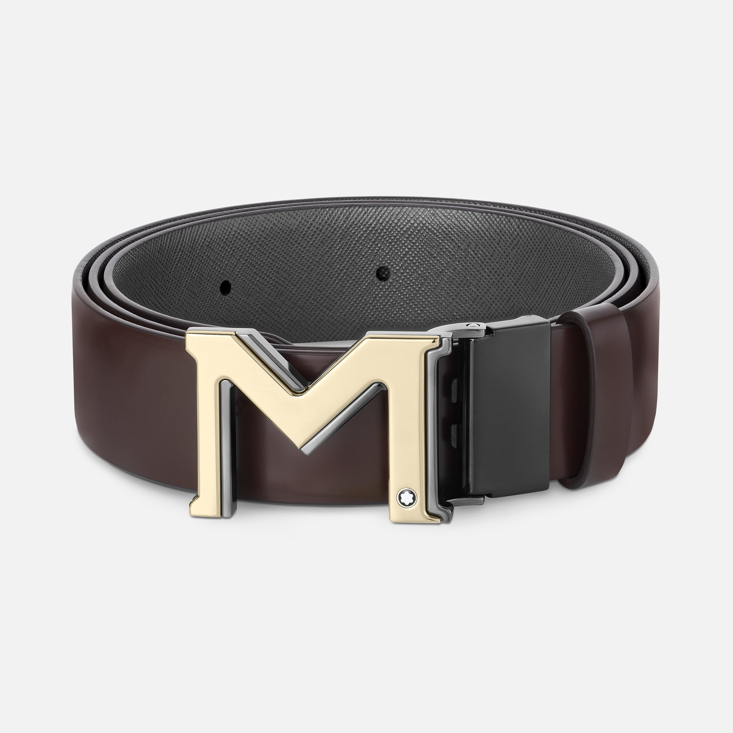 M BUCKLE BROWN/GRAY 35 MM REVERSIBLE LEATHER BELT-MB131177