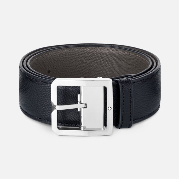 BLACK/GREY 40 MM REVERSIBLE LEATHER BELT