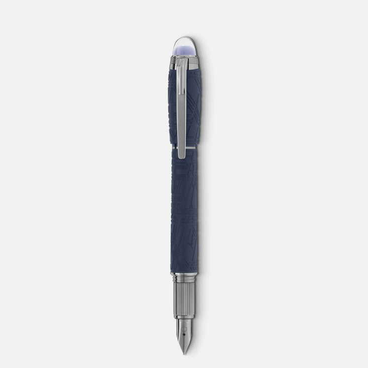 STARWALKER SPACEBLUE RESIN FOUNTAIN PEN (F)-MB130210