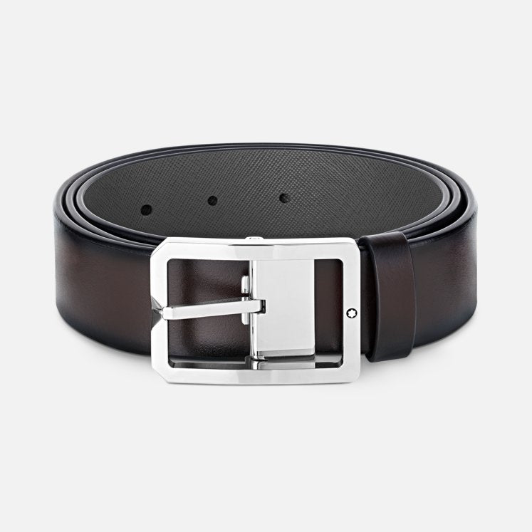 BROWN/GREY 35 MM REVERSIBLE LEATHER BELT-MB131163