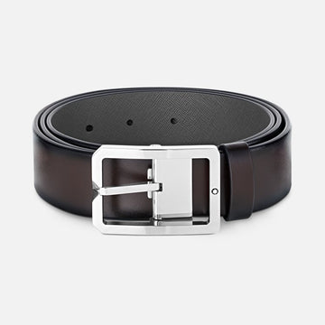 BROWN/GREY 35 MM REVERSIBLE LEATHER BELT-MB131163