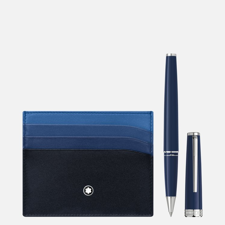 Set with PIX Blue Rollerball and Meisterstück Pocket Holder 6cc Blue