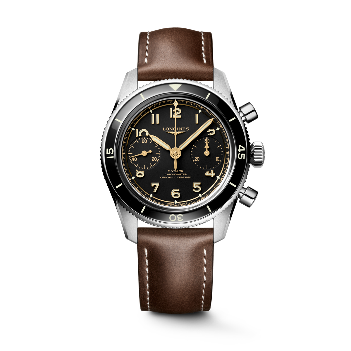 Longines Spirit Pilot Flyback 39.5mm L3.721.4.53.2 Unisex Watch - front view