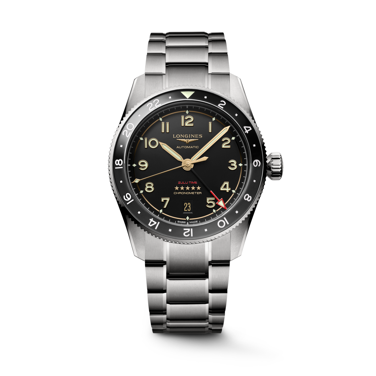Longines Spirit Zulu Time Titanium 39mm L3.802.1.53.6 Unisex Watch - front view