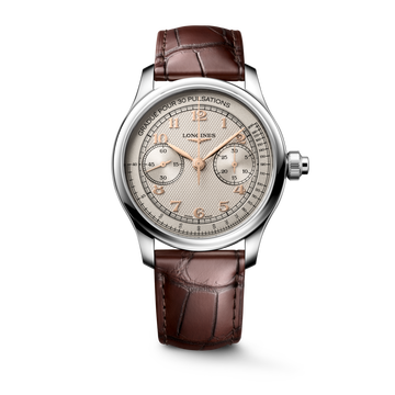 Longines Master Monopusher Men Automatic Ivory Dial Chronograph Alligator Leather Watch L29604782